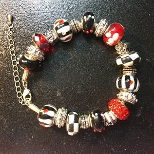 8" - Black and Red race day bracelet!